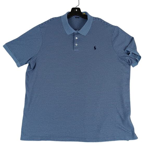 Polo Ralph Lauren Polo Shirt Mens XXL Blue Striped Classic Fit Summer Preppy - Picture 2 of 11